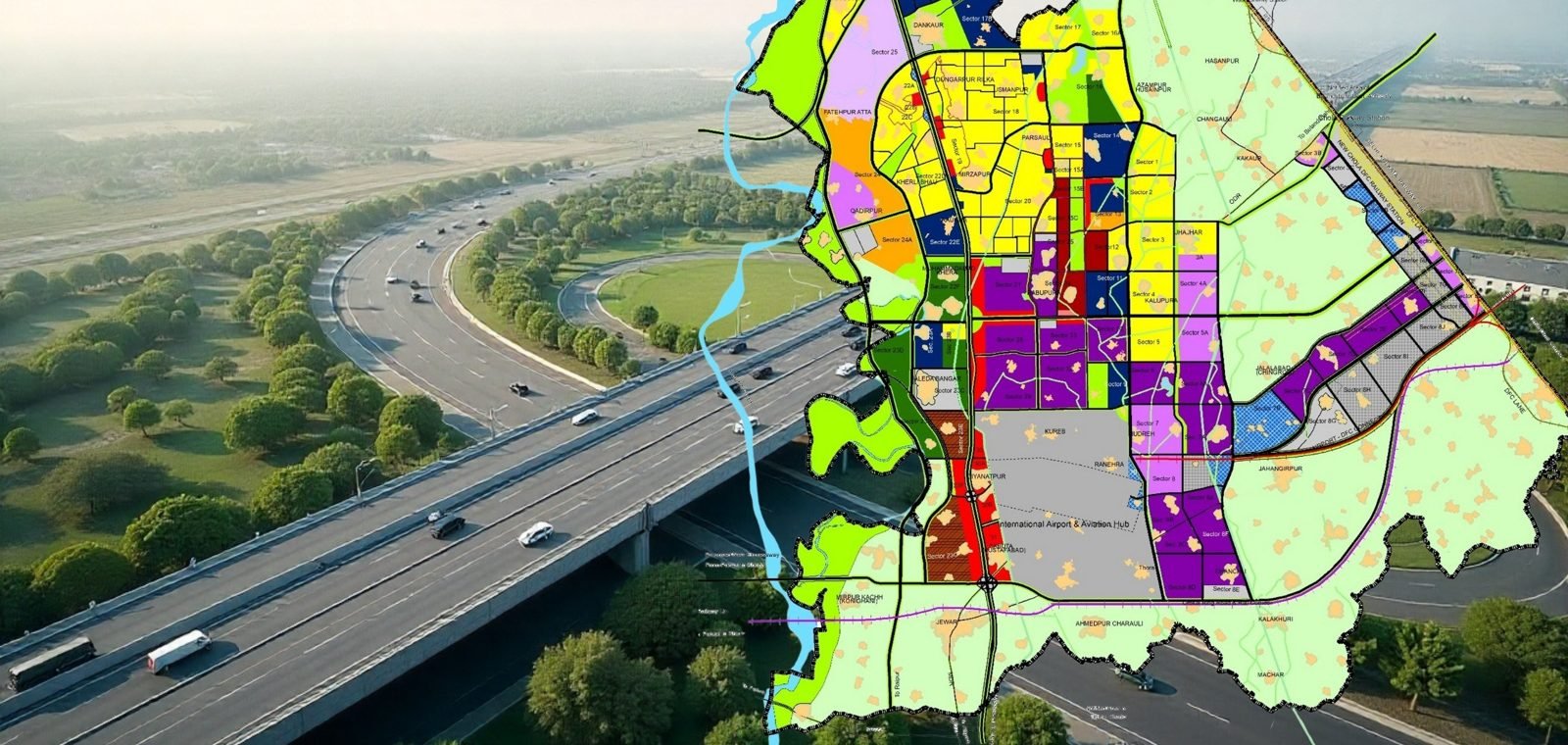 YEIDA master plan sector map of the Yamuna Expressway