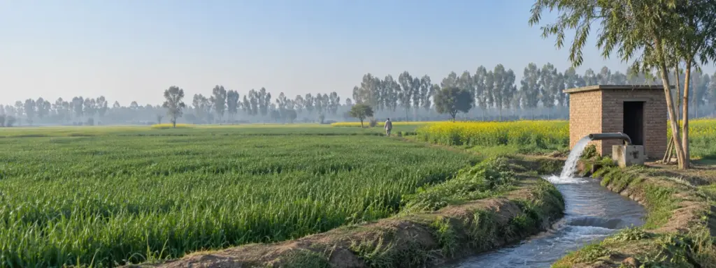Buying Agricultural Land in Aligarh District on the Yamuna Expressway: Khair Tehsil, YEIDA Villages, Tappal-Bajna and What to Check 8 Agricultural land in Aligarh: irrigated wheat and mustard fields with a tubewell, Yamuna Expressway belt