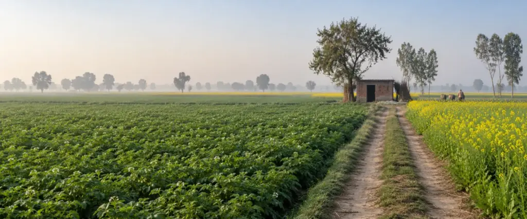 Buying Agricultural Land in Hathras District on the Yamuna Expressway Belt: YEIDA Villages, Registry and What to Check 10 Buying Agricultural Land in Hathras District on the Yamuna Expressway Belt: potato and mustard fields on flat alluvial land